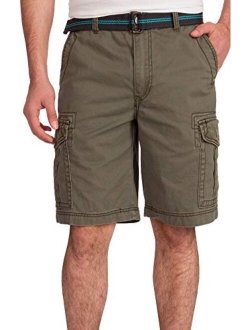 UNIONBAY Men's Classic Belted Vintage Twill Relaxed Fit Cargo Short