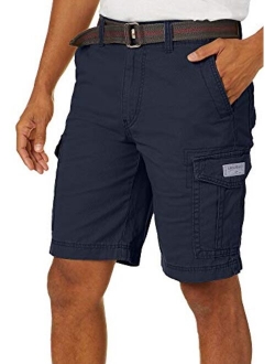 UNIONBAY Men's Classic Belted Vintage Twill Relaxed Fit Cargo Short