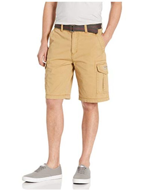 UNIONBAY Men's Classic Belted Vintage Twill Relaxed Fit Cargo Short