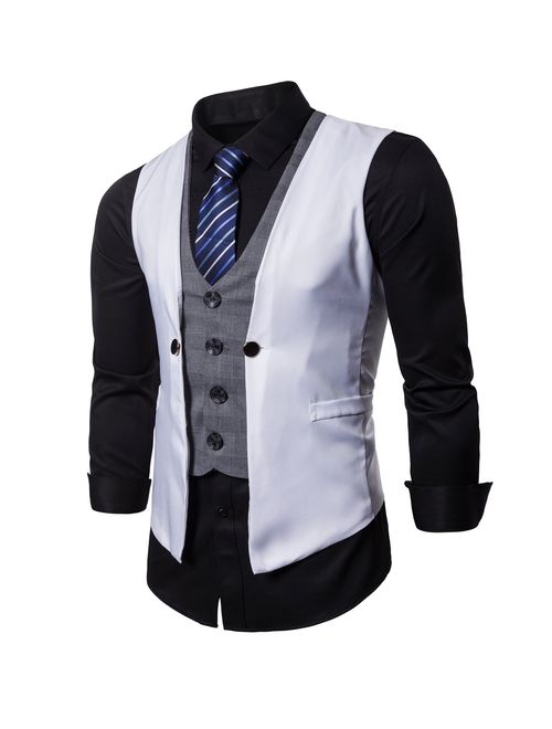 AOYOG Mens Formal Business Vest for Suit or Tuxedo