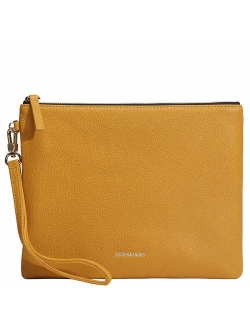 Soft Lambskin Leather Wristlet Clutch Bag For Women Designer Large Wallets With Strap