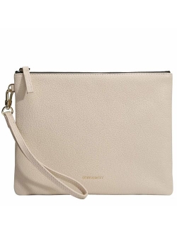 Soft Lambskin Leather Wristlet Clutch Bag For Women Designer Large Wallets With Strap