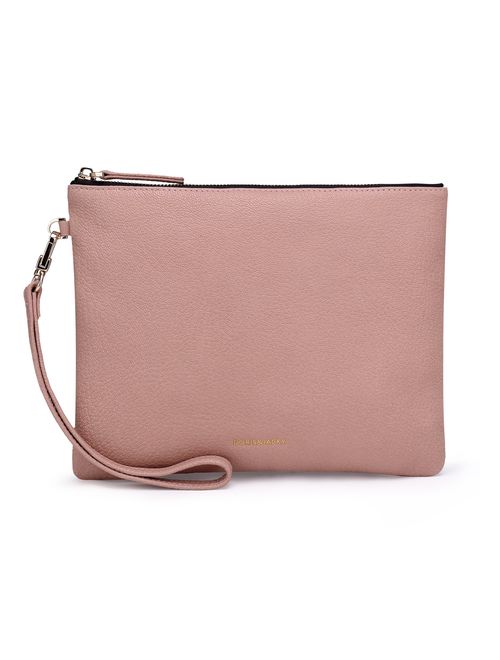 Soft Lambskin Leather Wristlet Clutch Bag For Women Designer Large Wallets With Strap