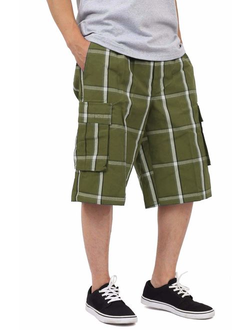 Shaka Wear Men's Relaxed Fit Plaid Summer Cargo Shorts S~5XL