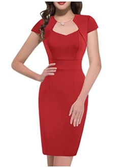 Women's 50s Vintage Pencil Dress Cap Sleeve Wiggle Dress CL7597