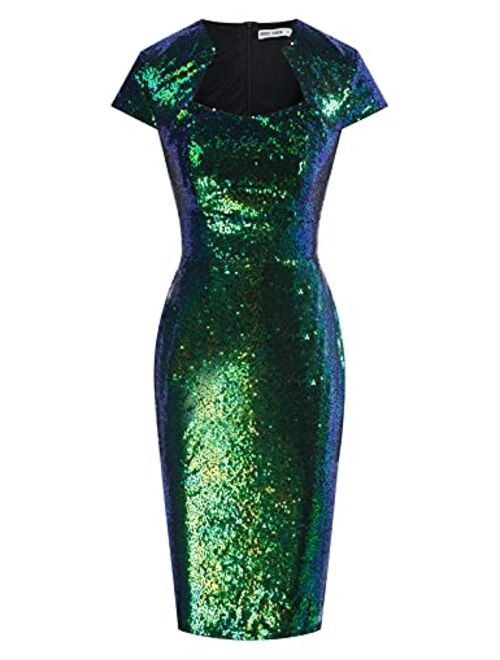 GRACE KARIN Women's 50s Vintage Pencil Dress Cap Sleeve Wiggle Dress CL7597