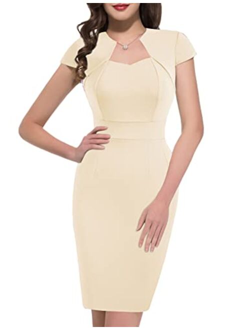 GRACE KARIN Women's 50s Vintage Pencil Dress Cap Sleeve Wiggle Dress CL7597