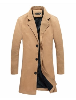 Beninos Mens Trench Coat Slim Fit Notched Collar Overcoat