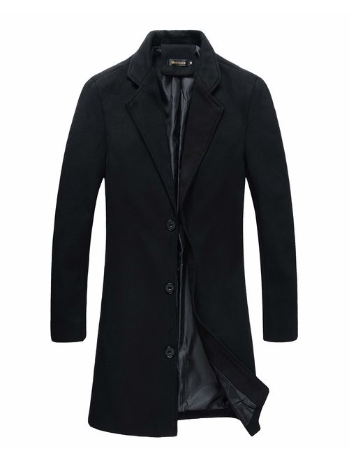 Beninos Mens Trench Coat Slim Fit Notched Collar Overcoat