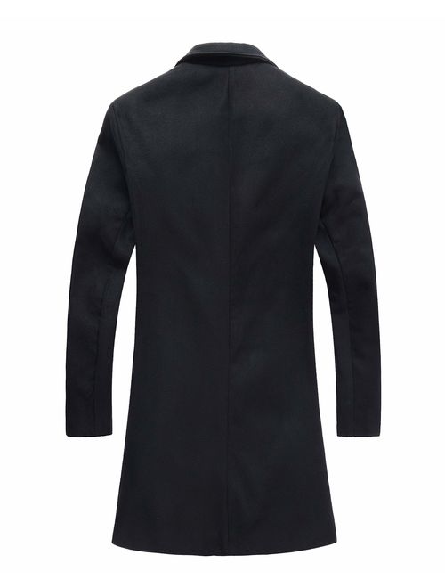 Beninos Mens Trench Coat Slim Fit Notched Collar Overcoat