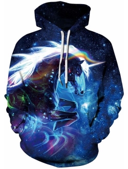 FLYCHEN Men's 3D Graphic Printed Sweatshirts Hooded Top Galaxy Pattern Hoodie