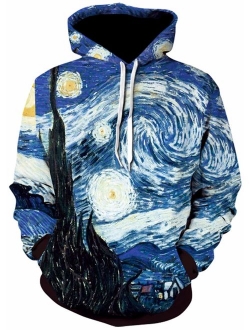 FLYCHEN Men's 3D Graphic Printed Sweatshirts Hooded Top Galaxy Pattern Hoodie