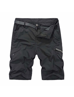 Kolongvangie Men's Outdoor Super Lightweight Quick Dry Hiking Casual Cargo Shorts with Multi Pockets (No Belt)