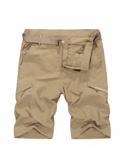 Kolongvangie Men's Outdoor Super Lightweight Quick Dry Hiking Casual Cargo Shorts with Multi Pockets (No Belt)