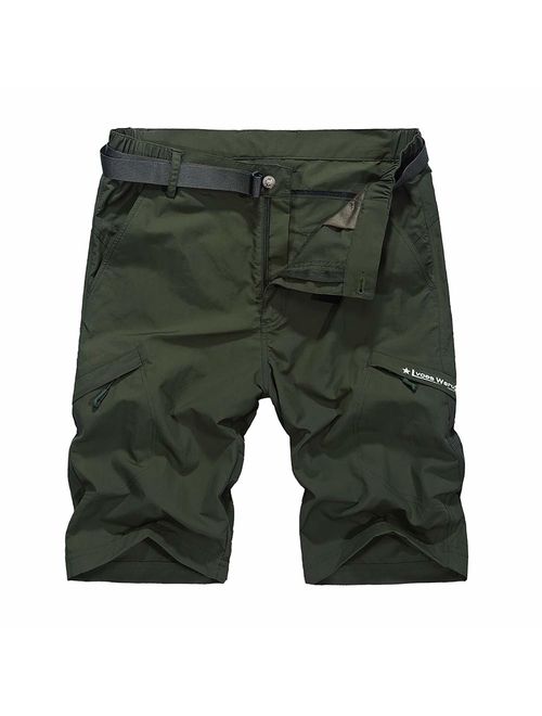 Kolongvangie Men's Outdoor Super Lightweight Quick Dry Hiking Casual Cargo Shorts with Multi Pockets (No Belt)