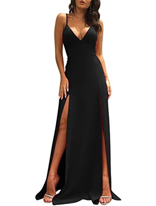 Buy TOB Sexy Sleeveless Spaghetti Strap Backless Double Slit Cocktail ...