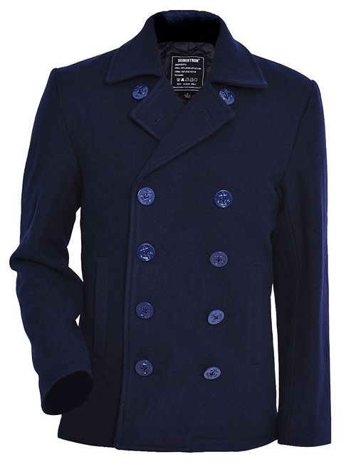 Seibertron Men's Woolen Coat US Navy Type 80% Wool USN Pea Coat