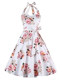 Topdress Women'sVintage Polka Audrey Dress 1950s Halter Retro Cocktail Dress