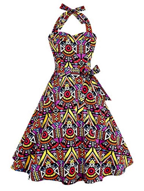 Topdress Women'sVintage Polka Audrey Dress 1950s Halter Retro Cocktail Dress