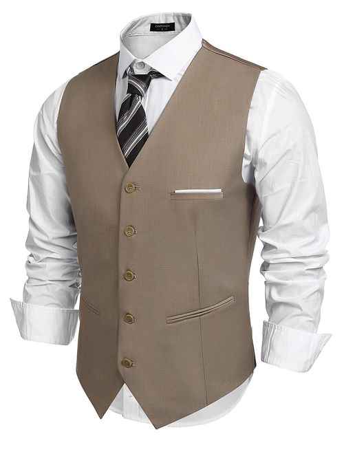 COOFANDY Men's Fashion Formal Slim Fit Business Dress Suit Vest Waistcoat