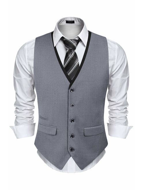 COOFANDY Men's Fashion Formal Slim Fit Business Dress Suit Vest Waistcoat