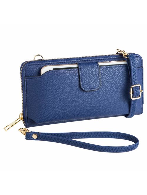 Womens Wristlet Wallet Crossbody Bag Cellphone Purse Handbag RFID Card Slots 2 Strap Wrist