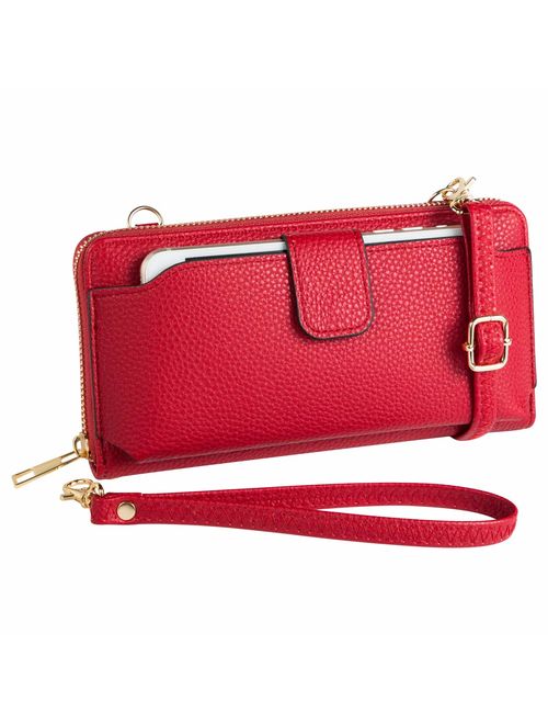 Womens Wristlet Wallet Crossbody Bag Cellphone Purse Handbag RFID Card Slots 2 Strap Wrist