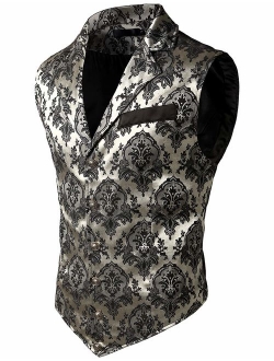 VATPAVE Mens Victorian Suit Vest Steampunk Gothic Waistcoat