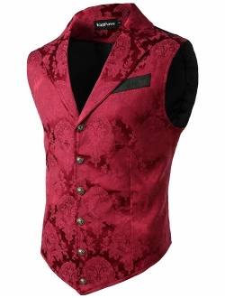 VATPAVE Mens Victorian Suit Vest Steampunk Gothic Waistcoat