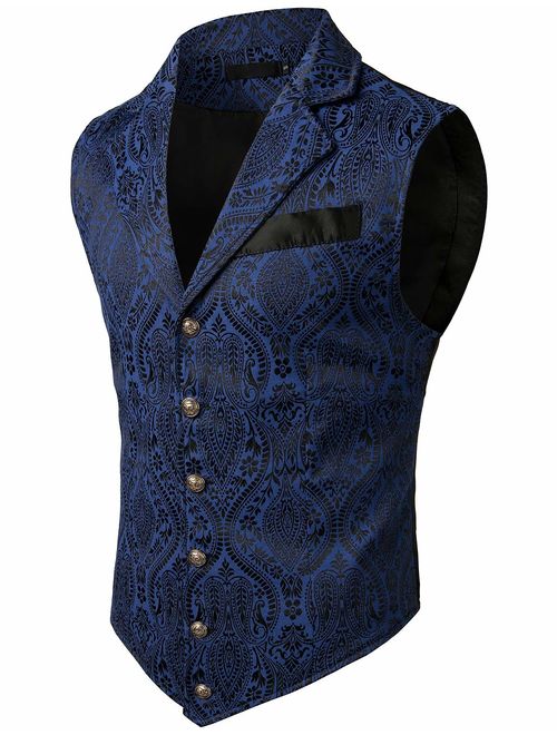 VATPAVE Mens Victorian Suit Vest Steampunk Gothic Waistcoat