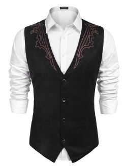 Men's Suede Leather Suit Vest Casual Western Vest Jacket Slim Fit Vest Waistcoat