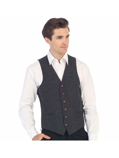 Buy Gioberti Men's 6 Button Slim Fit Formal Herringbone Tweed Vest ...
