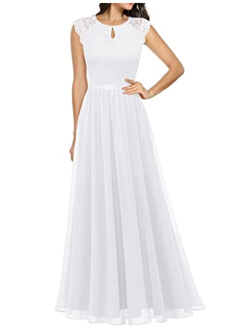 Dressystar Women's V Neck Sleeveless Lace Bridesmaid Dress Wedding Party Gown