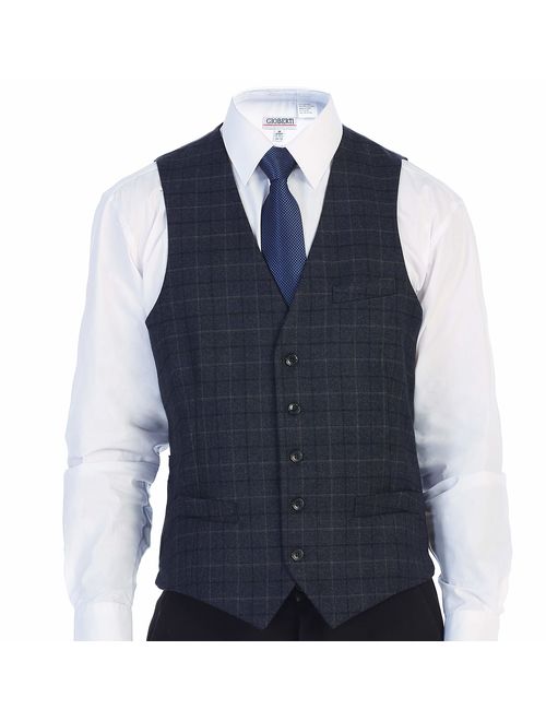 Gioberti Men's 5 Button Slim Fit Formal Herringbone Tweed Suit Vest