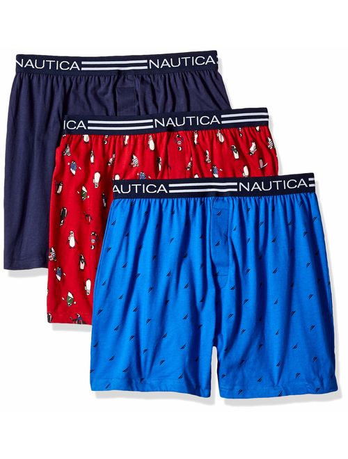 Nautica Men's Classic Cotton Exposed Waistband Knit Boxer.