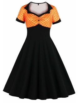 Nihsatin Women's Audrey Hepburn Vintage Style Rockabilly Swing Dress