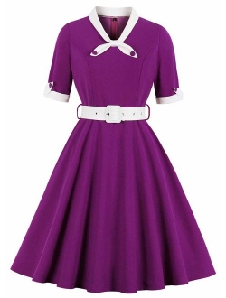 Nihsatin Women's Audrey Hepburn Vintage Style Rockabilly Swing Dress