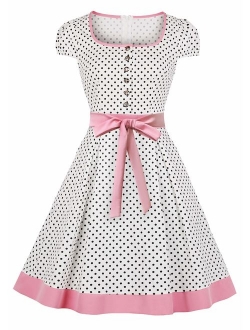 Nihsatin Women's Audrey Hepburn Vintage Style Rockabilly Swing Dress