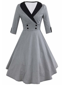 Nihsatin Women's Audrey Hepburn Vintage Style Rockabilly Swing Dress