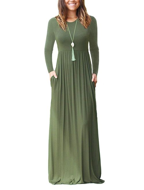 MOLERANI Women's Loose Plain Maxi Dresses Casual Long Dresses with Pockets