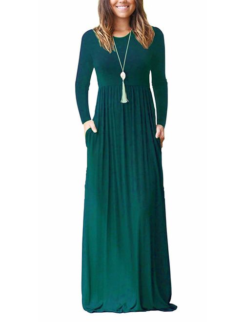 MOLERANI Women's Loose Plain Maxi Dresses Casual Long Dresses with Pockets