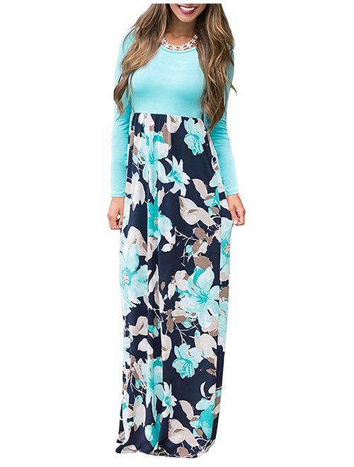 MOLERANI Women's Loose Plain Maxi Dresses Casual Long Dresses with Pockets