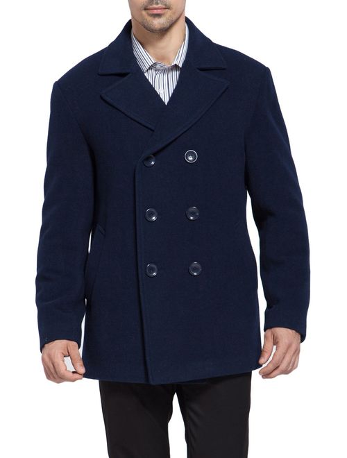 BGSD Men's Mark Classic Wool Blend Pea Coat (Regular Big and Tall)