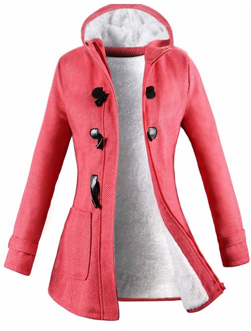 VOGRYE Womens Winter Fashion Outdoor Warm Wool Blended Classic Pea Coat Jacket (FBA)