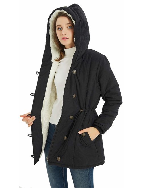 VOGRYE Womens Winter Fashion Outdoor Warm Wool Blended Classic Pea Coat Jacket (FBA)