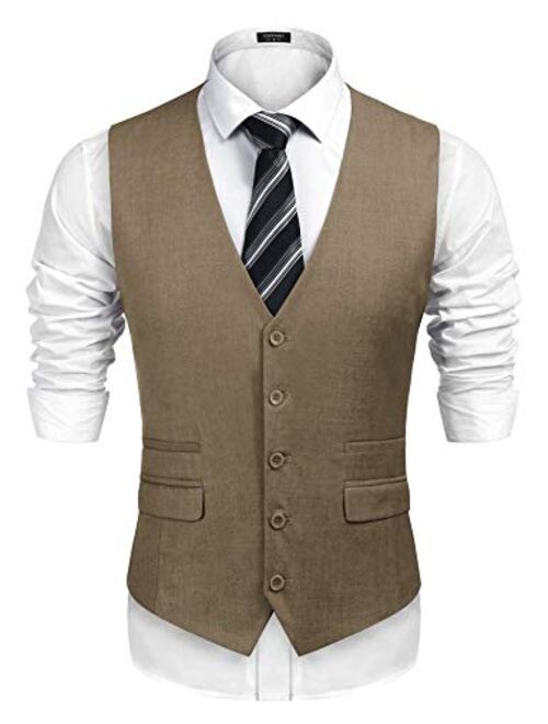 COOFANDY Men's Business Suit Vest,Slim Fit Skinny Wedding Waistcoat