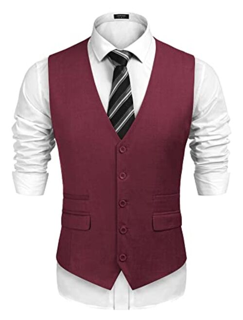 COOFANDY Men's Business Suit Vest,Slim Fit Skinny Wedding Waistcoat