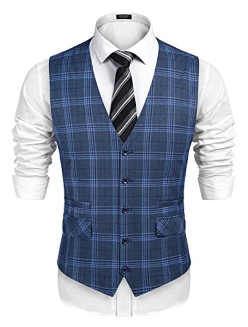 COOFANDY Men's Business Suit Vest,Slim Fit Skinny Wedding Waistcoat