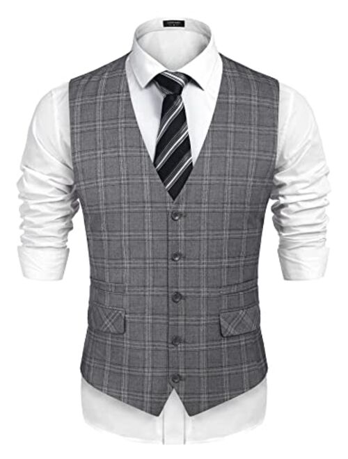 COOFANDY Men's Business Suit Vest,Slim Fit Skinny Wedding Waistcoat