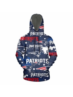 Mens Athletic Patriots Embroidery Cotton Sweatshirt Pullover Hoodie